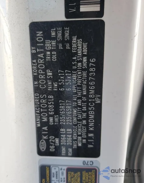 2021 Kia Sedona Lx из США, поврежденный, VIN KNDMB5C18M6673876